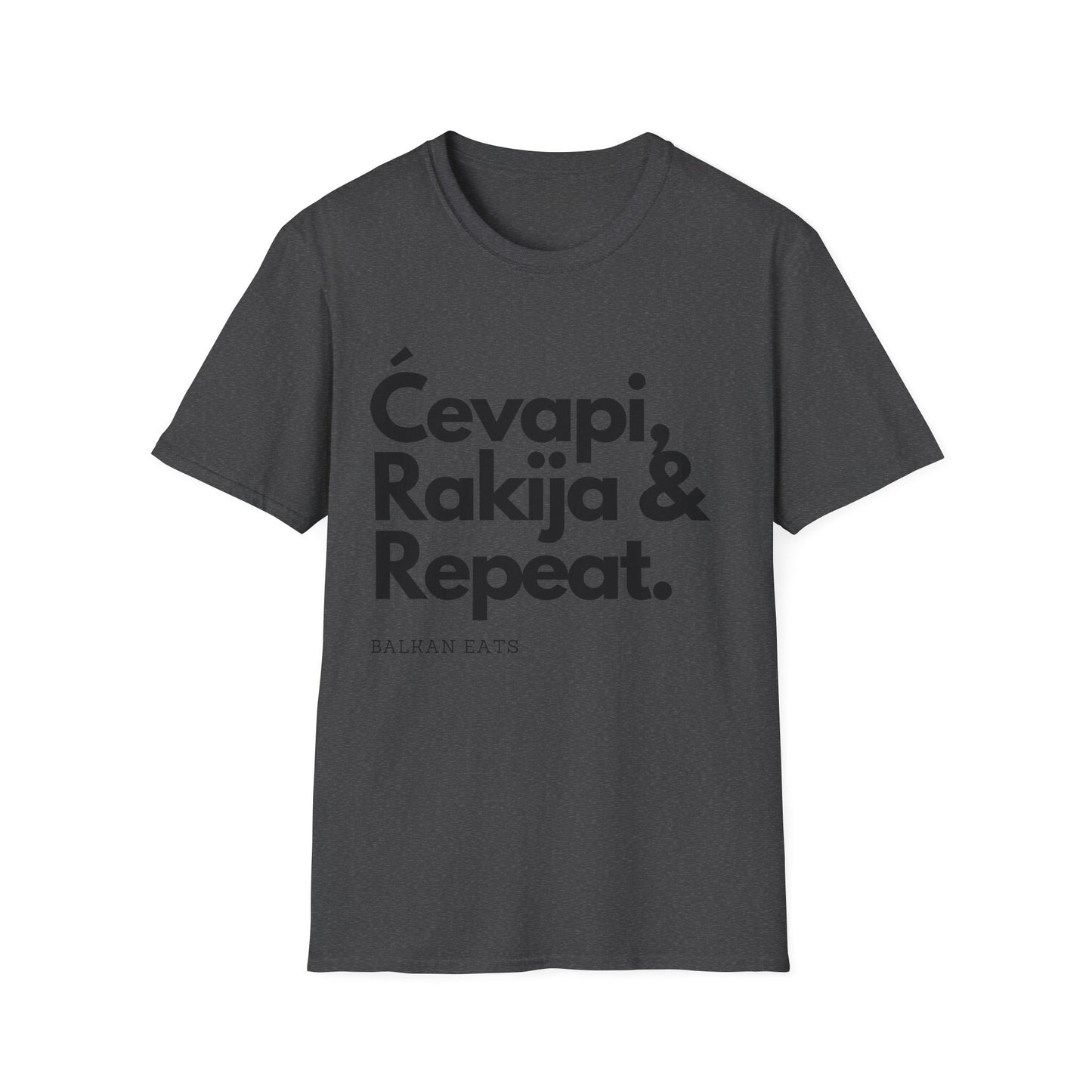 Cevapi, Rakija & Repeat Unisex T-Shirt - Balkan Eats Graphic Tee