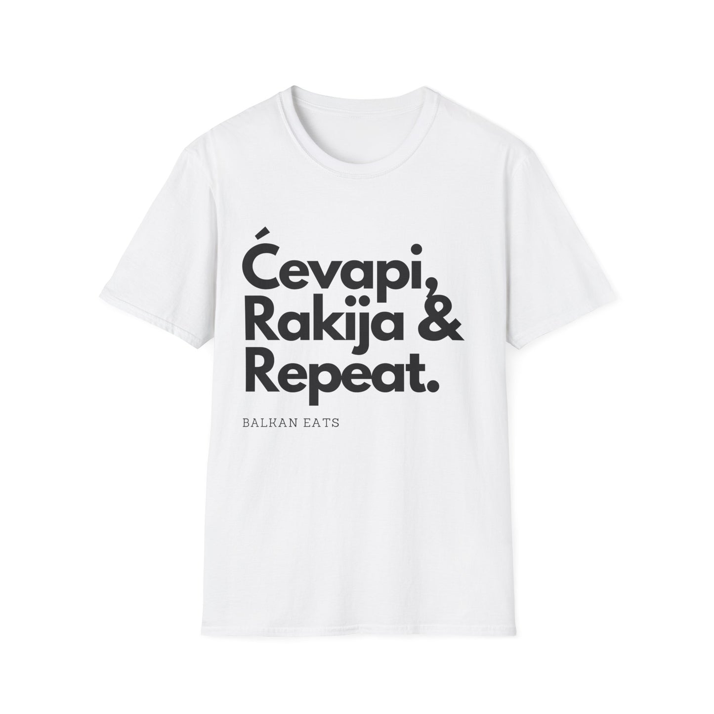 Cevapi, Rakija & Repeat Unisex T-Shirt - Balkan Eats Graphic Tee