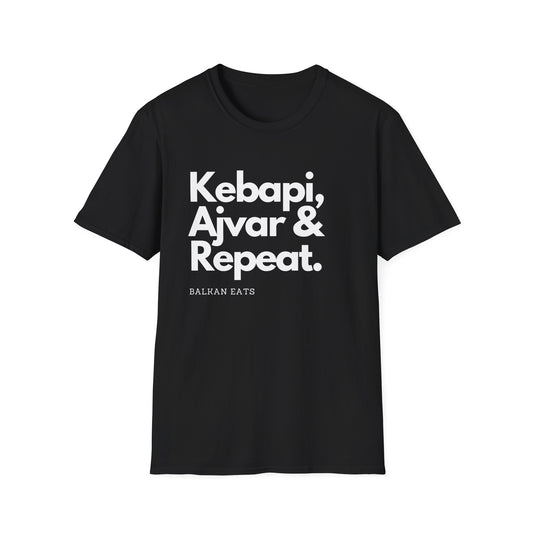 Kebapi, Ajvar & Repeat Unisex Softstyle T-Shirt - Perfect for Food Lovers
