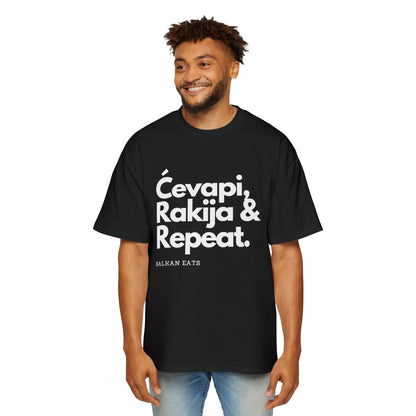 CEVAPI, RAKIJA AND REPEAT Oversized Tee, Casual Men's Shirt,