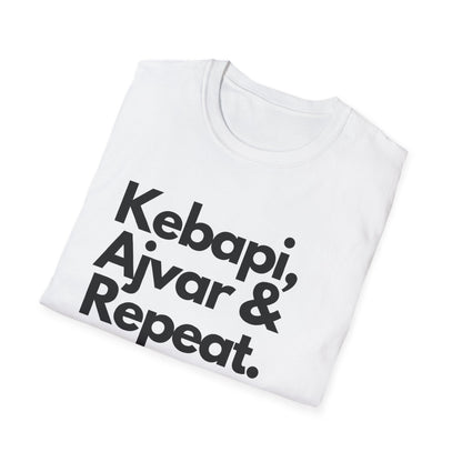Kebapi, Ajvar & Repeat Unisex Softstyle T-Shirt - Perfect for Food Lovers
