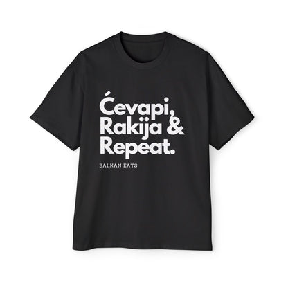 CEVAPI, RAKIJA AND REPEAT Oversized Tee, Casual Men's Shirt,