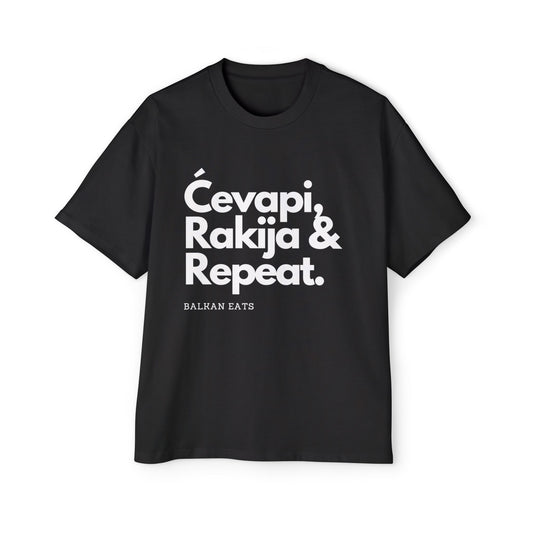 CEVAPI, RAKIJA AND REPEAT Oversized Tee, Casual Men's Shirt,
