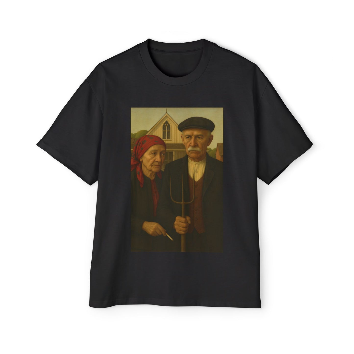 Balkan American Gothic – Baba & Dedo Portrait - Men's Oversized Tee