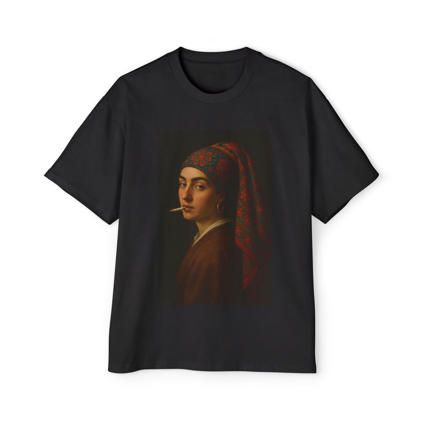 Balkan Girl with Pearl Earings - Mens Oversized Tee