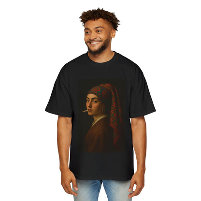 Balkan Girl with Pearl Earings - Mens Oversized Tee