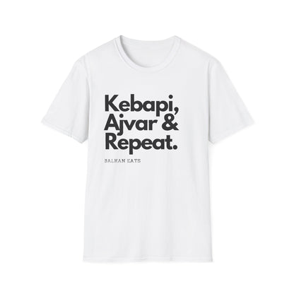 Kebapi, Ajvar & Repeat Unisex Softstyle T-Shirt - Perfect for Food Lovers