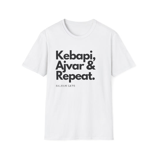 Kebapi, Ajvar & Repeat Unisex Softstyle T-Shirt - Perfect for Food Lovers