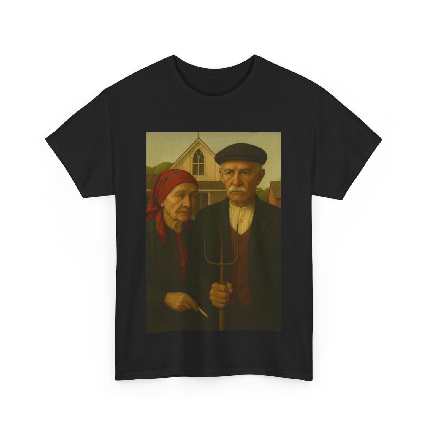 Balkan American Gothic – Baba & Dedo Portrait  Streetwear Tee - Unisex Heavy Cotton Tee