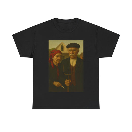 Balkan American Gothic – Baba & Dedo Portrait  Streetwear Tee - Unisex Heavy Cotton Tee
